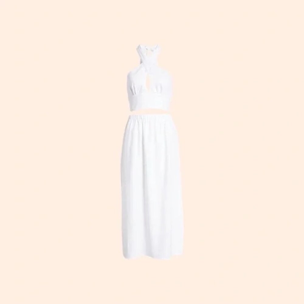 Reformation White Midi Two-Piece Dress